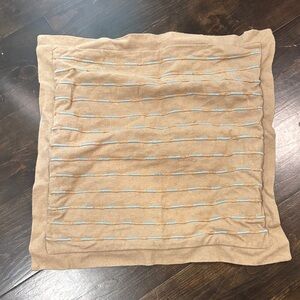 Tan Euro Pillow Covers with Blue Stripes